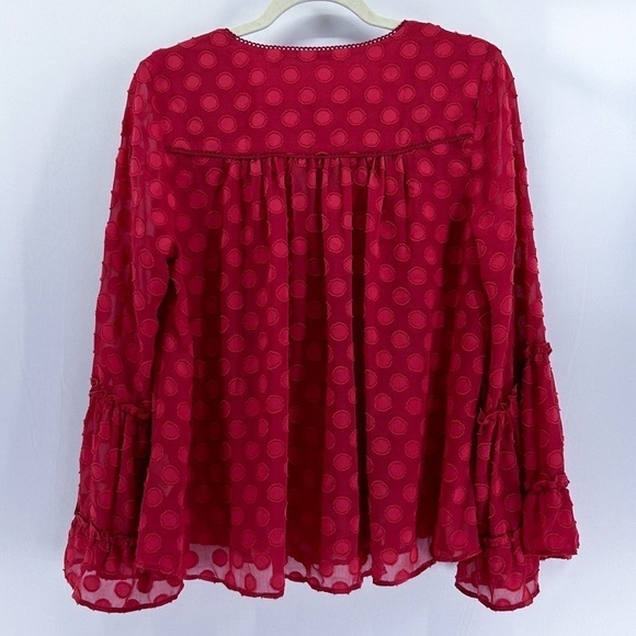 SOFT Surroundings Besito Blouse red polka dot bell sleeve - Picture 3 of 9